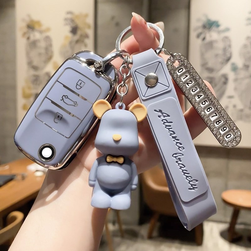 适用长安逸动cs35/55/75plus钥匙套糯玉米univ壳欧尚x5x7汽车包扣