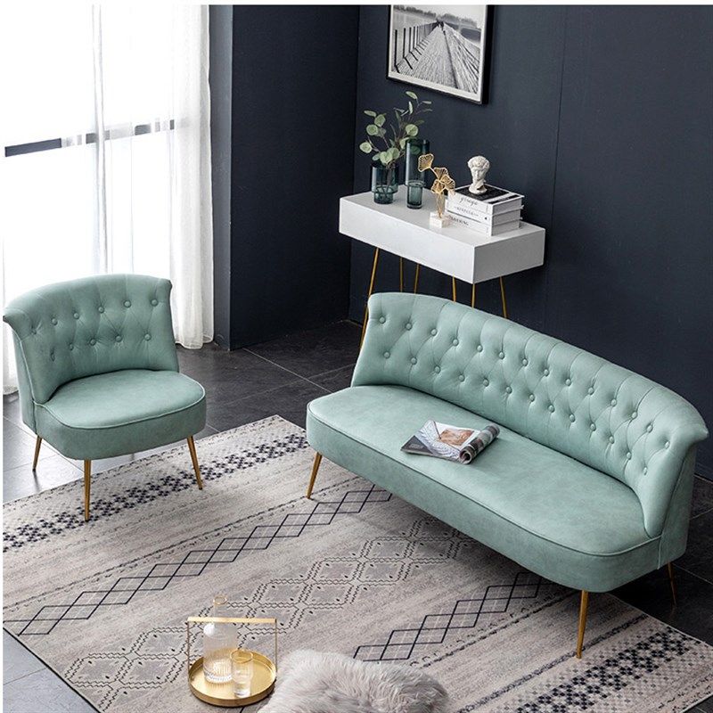 轻奢单双人沙发皮布艺时尚小户型卧室电脑美甲椅子服装店铺小沙发