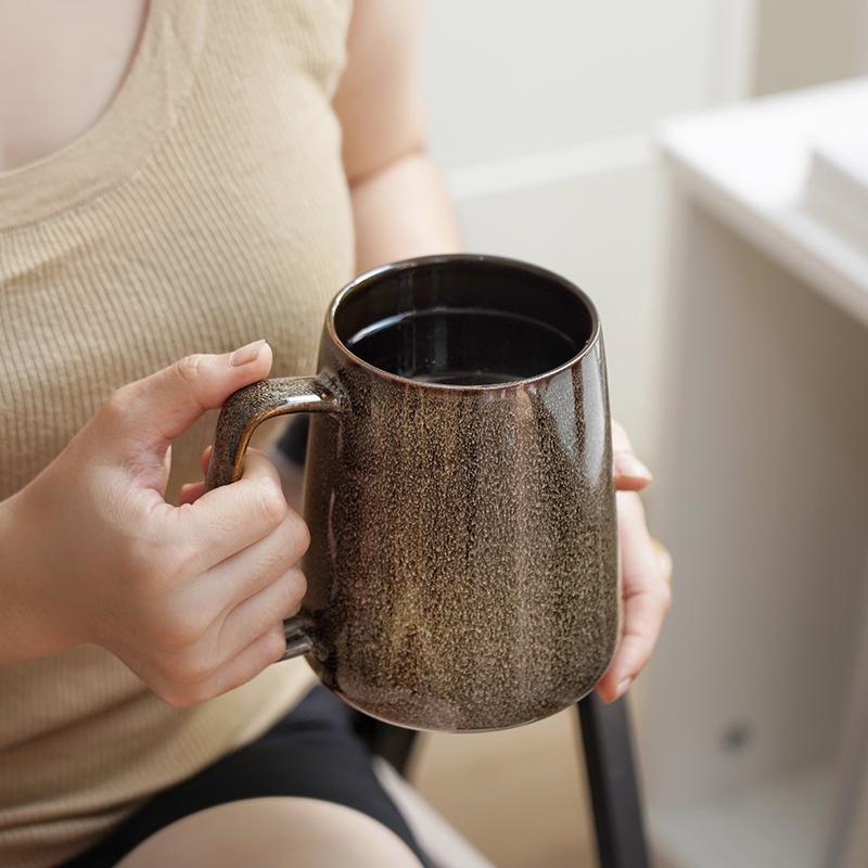 欧式陶瓷家用餐厅茶水杯果汁杯大号锥形啤酒杯咖啡杯釉下彩马克杯
