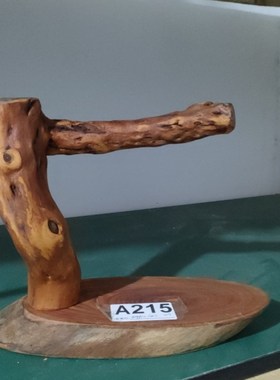 鹦鹉站架手串文玩挂架,不含摆件,自然桃木随型原木色