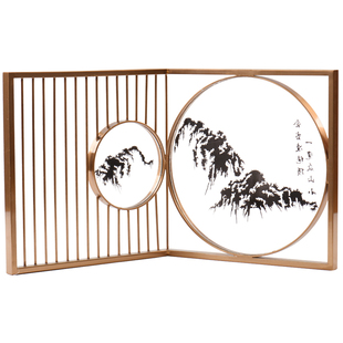 创意新中式金属山景摆件客厅玄关书房电视柜样板房隔断小屏风摆设
