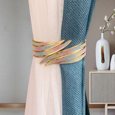 窗帘扎带免打孔窗帘绑带金属碎钻翅膀窗帘扣样板间客厅卧室窗帘夹