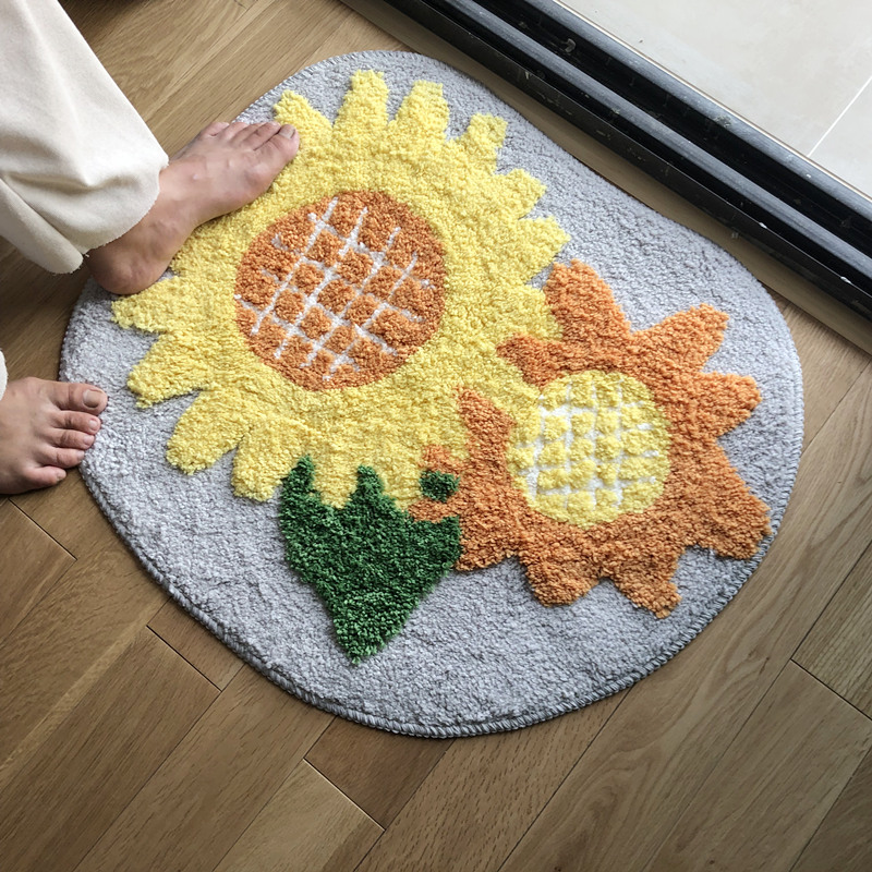 包邮 向日葵门垫吸水脚垫卫生间进门地垫卧室厕所浴室防滑垫家用