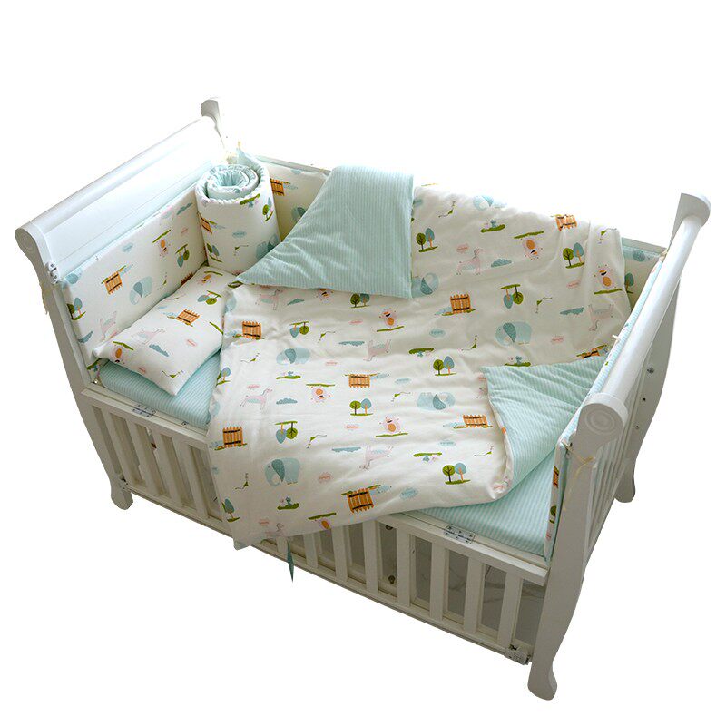 婴儿床上用品新生儿床围防撞宝宝春秋有机纯棉新生儿床品四七件套