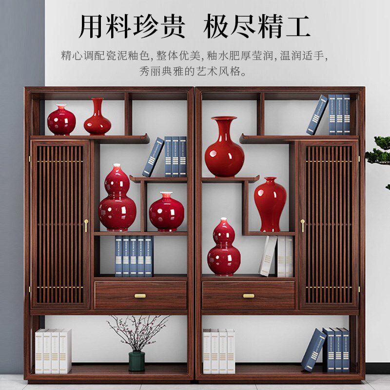 中国红瓷瓶大号郎红葫芦瓶客厅结婚礼婚庆装饰摆件景德镇陶瓷花瓶