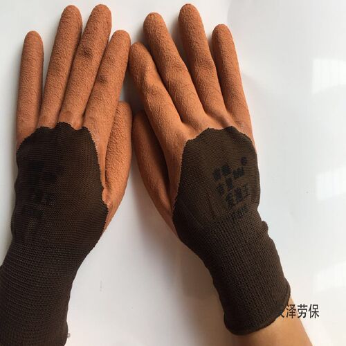包邮前程吉星F518乳胶发泡王皱纹耐磨防滑劳保手套 尼龙 浸胶手套