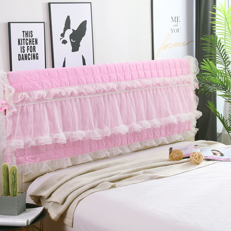 夹棉加厚蕾丝床头罩公主风单件床头套纯色床头保护套防尘可定做