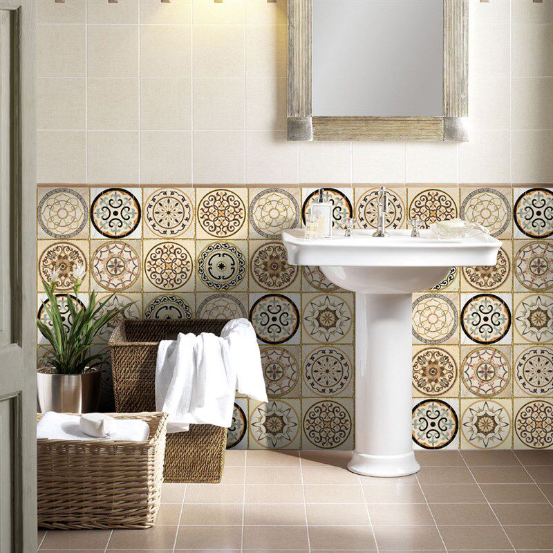 欧式仿金瓷砖贴画卫生间浴室防水贴纸厨房防油瓷砖贴客厅壁纸墙贴