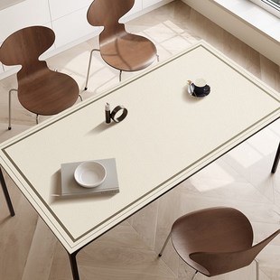 日式原木风桌垫防水防油免洗长方形餐桌垫轻奢高级感桌面保护台布