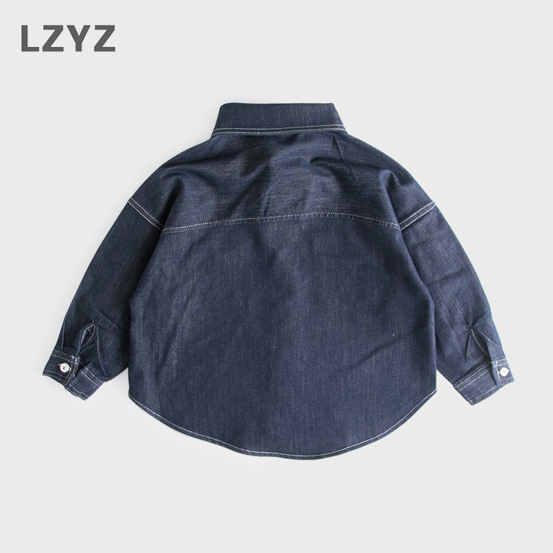 LZYZ童装儿童牛仔衬衫不褪色男童牛仔衬衫2023春秋款秋装