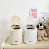 简约迷你桌面按压垃圾桶奶油风可爱带盖家用办公室床头小号纸篓