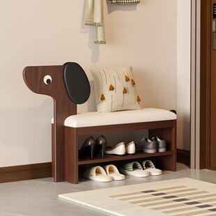 实木小狗换鞋凳家用门口可爱创意鞋架入户进门可坐一体穿鞋凳鞋柜