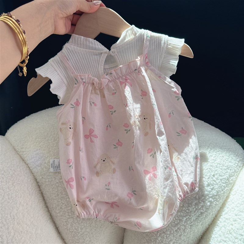 女宝宝夏装包屁婴儿衣服夏季薄款公主一岁幼儿洋气连体两件套夏天