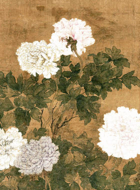 清恽寿平牡丹图卷轴花鸟画仿古画装饰画客厅沙发玄关茶楼挂画字画