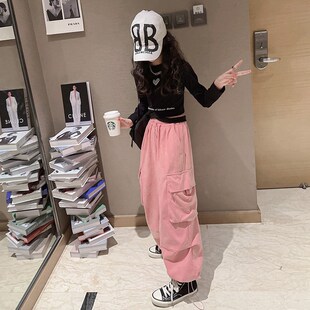 女童爵士服秋2024韩国潮童网红爱心套装时尚街舞小女孩露肚脐走秀