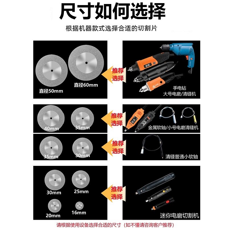 金刚砂小切片玉石玻璃切割片锯片电磨陶瓷瓷砖美缝清缝神器打磨片