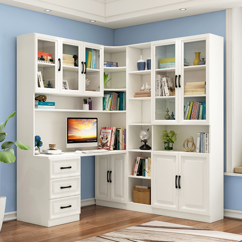 儿童转角电脑桌组合书柜台式办公桌家用学习桌拐角书桌书架写字台