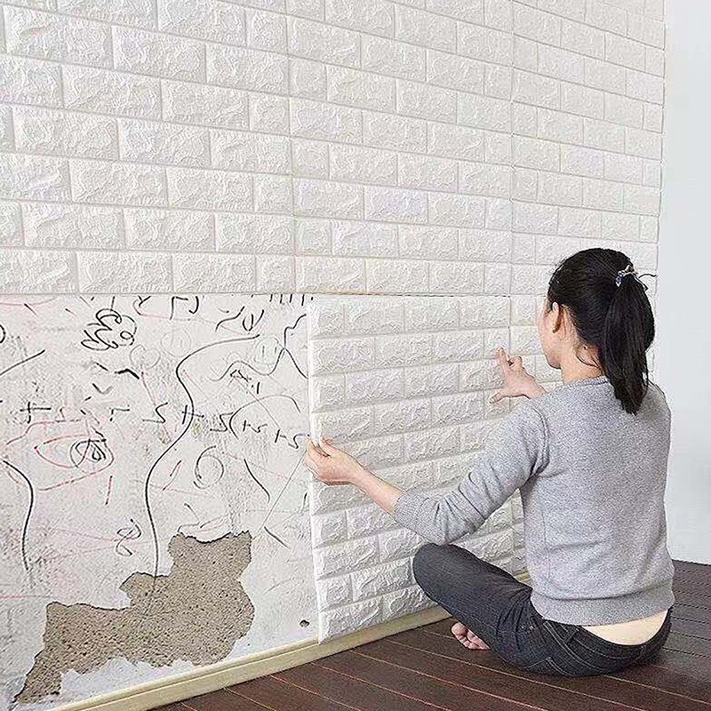 10片装立体砖纹墙贴纸自粘墙贴卧室装饰背景墙面壁纸防水防潮贴