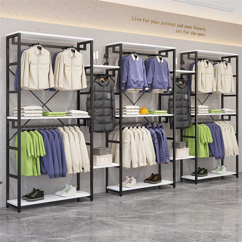 服装展示架双层落地衣架商场男女童装货架悬挂衣服铁艺展柜组合架
