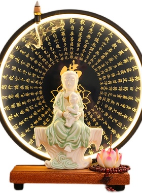 陶瓷释迦摩尼阿弥陀佛如来佛像摆件家居客厅玄关心经装饰画禅意灯