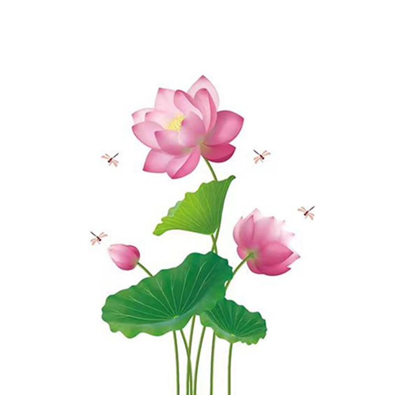 自粘荷花贴纸客厅玄关背景墙壁纸贴画卧室床头沙发温馨装饰防水贴图片