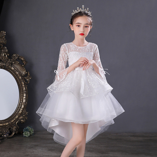 儿童公主裙小女孩钢琴演出服拖尾连衣裙生日礼服洋气模特走秀纱裙