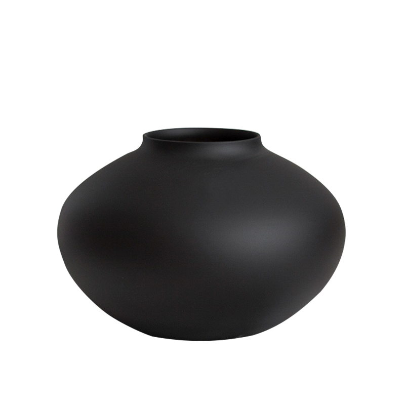 景德镇高级感黑色陶罐花瓶中式禅意陶瓷摆件客厅桌面干支插花花器