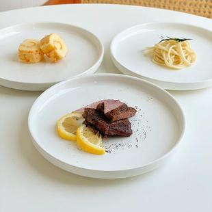 直销牛排盘子圆形西餐盘陶瓷餐具意面盘甜品8寸披萨盘纯白简 新款