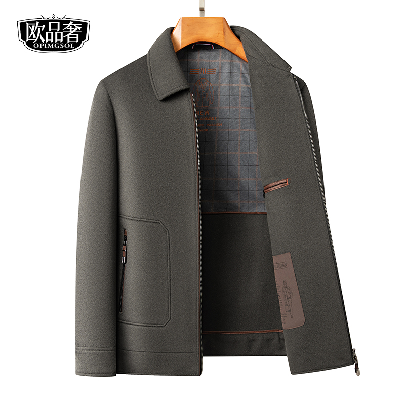 100%羊毛大衣短款翻领毛呢外套冬