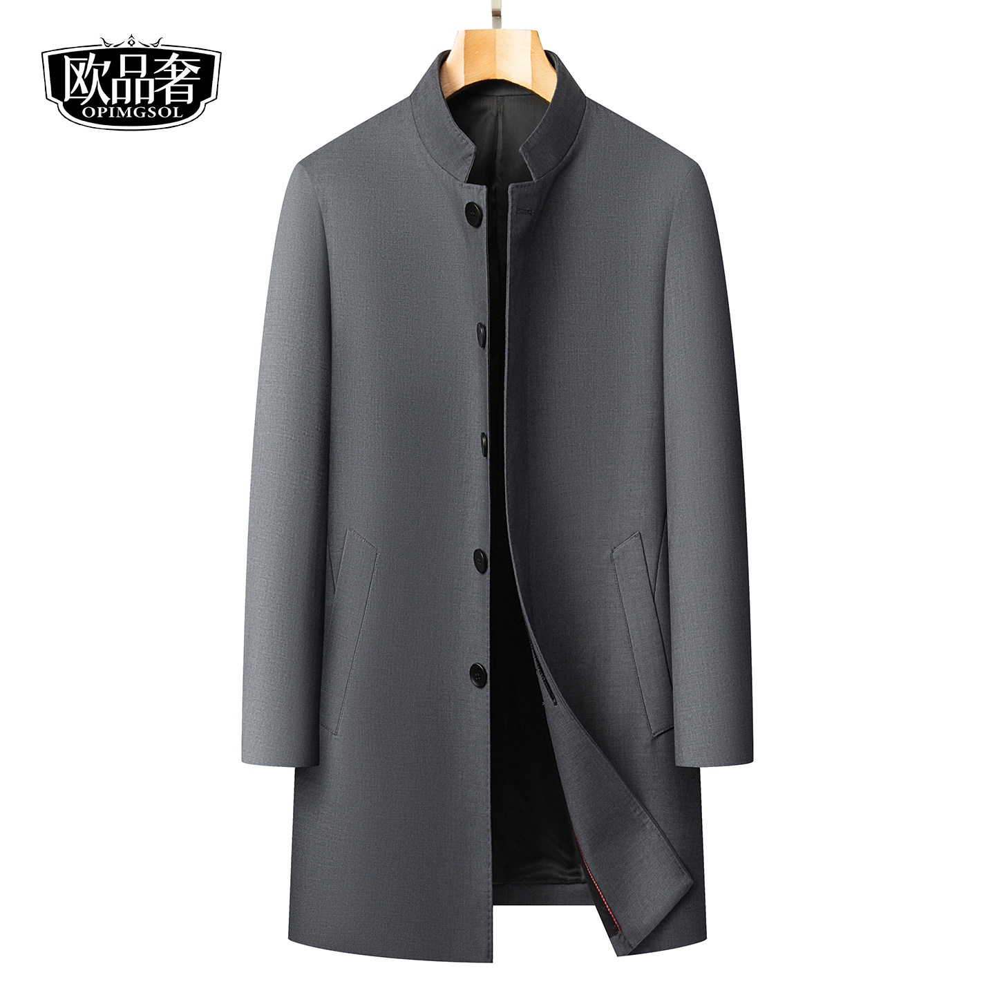 中山装外套男士中长款立领高品质中年男装秋冬新款公务行政风衣