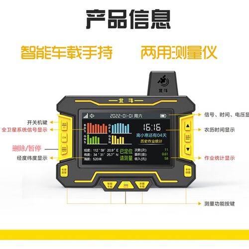 高精度北斗智能车载手持测亩仪收割机农机面积测量仪土地计量仪器