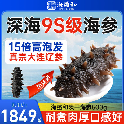 海盛和大连淡干货海参辽参9S国标海参500g特价送礼官方正品旗舰店