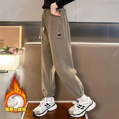 2025新款女大童加厚一体绒裤子