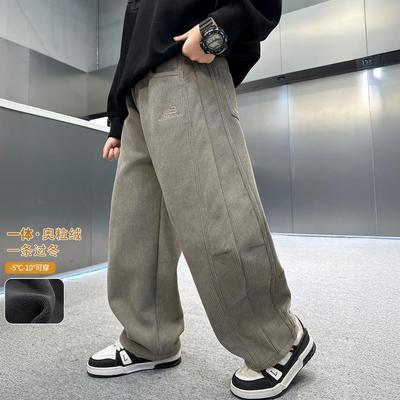男童加绒加厚秋冬款灯芯绒裤子