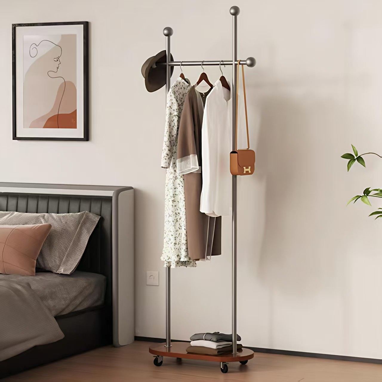 中古衣帽架入户卧室落地式挂衣架