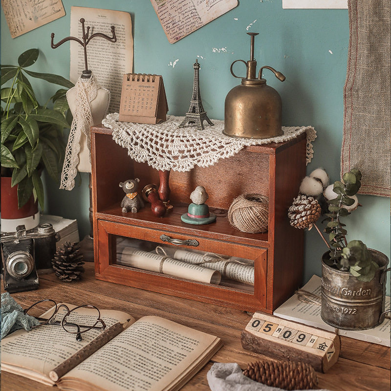 创意复古桌面办公室收纳盒抽屉