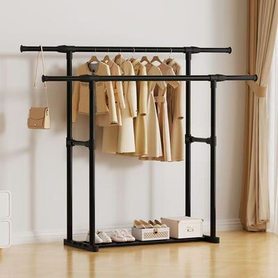 落地可调节伸缩衣帽架可移动