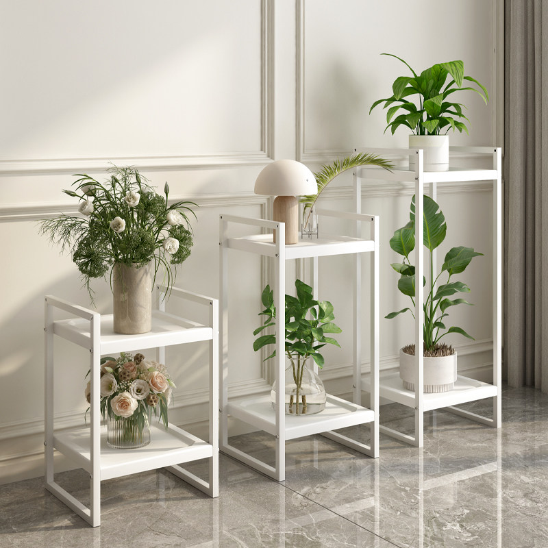 落地式简易铁艺立柱植物摆放架