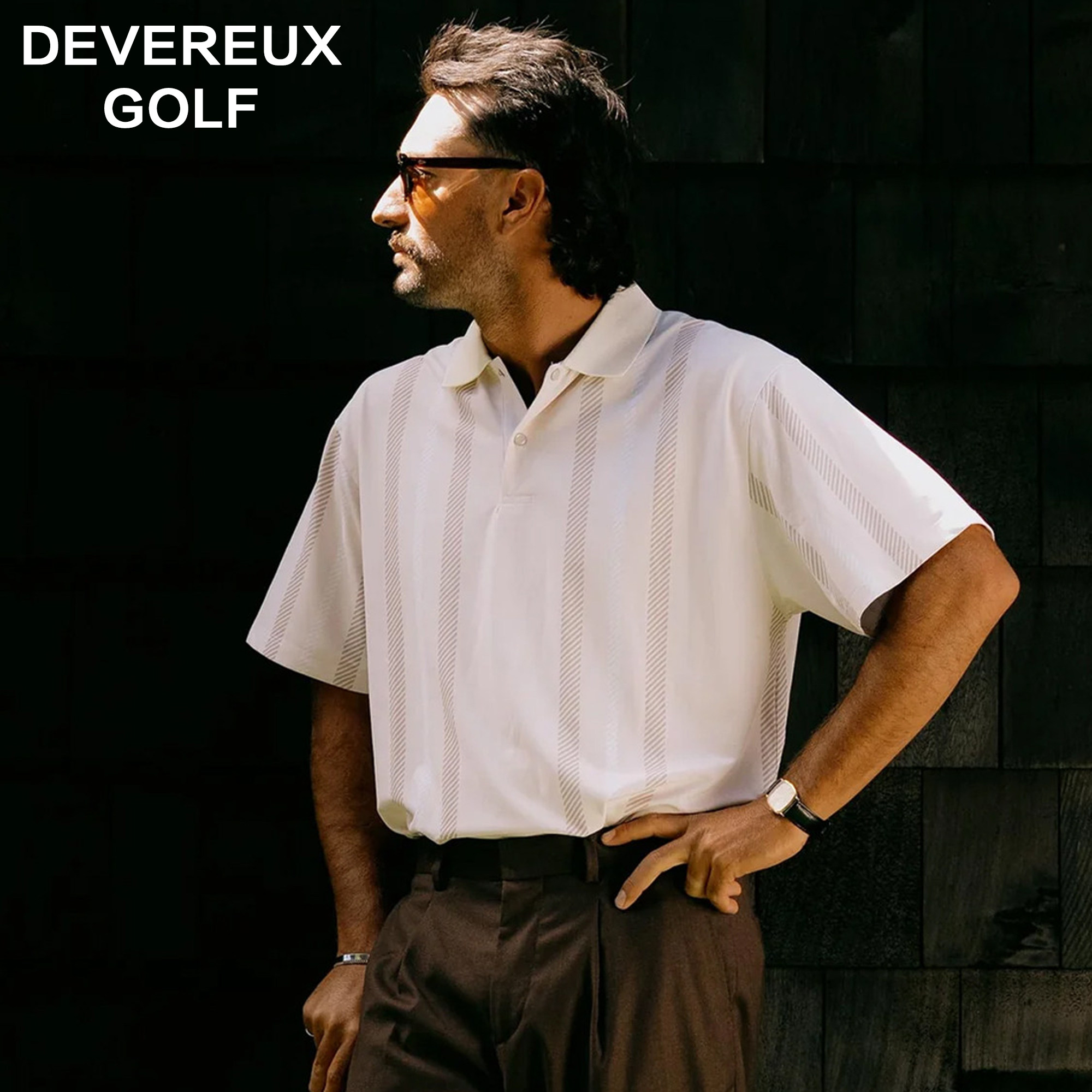 DEVEREUX高尔夫美式复古老钱风短袖POLO衫男运动透气商务休闲上衣