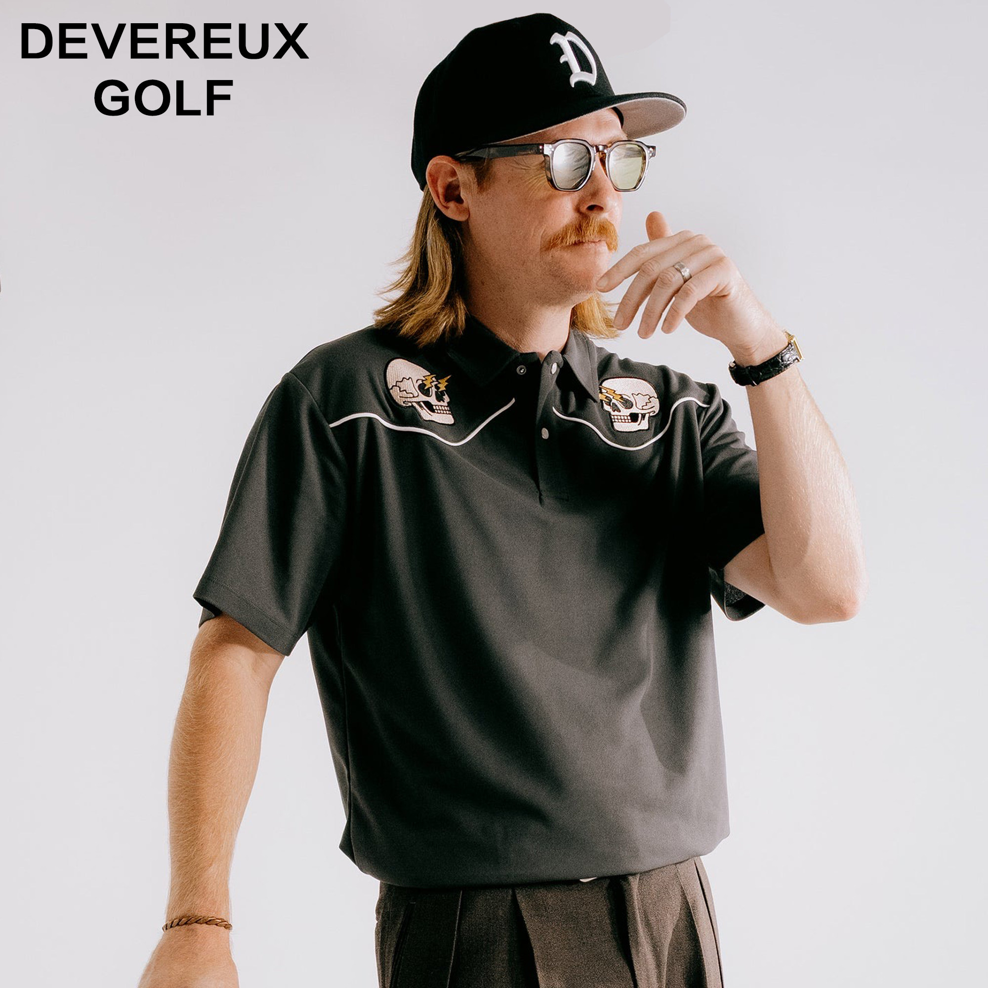 DEVEREUX GOLF高尔夫骷髅头刺绣运动休闲商务吸湿排汗透气polo衫