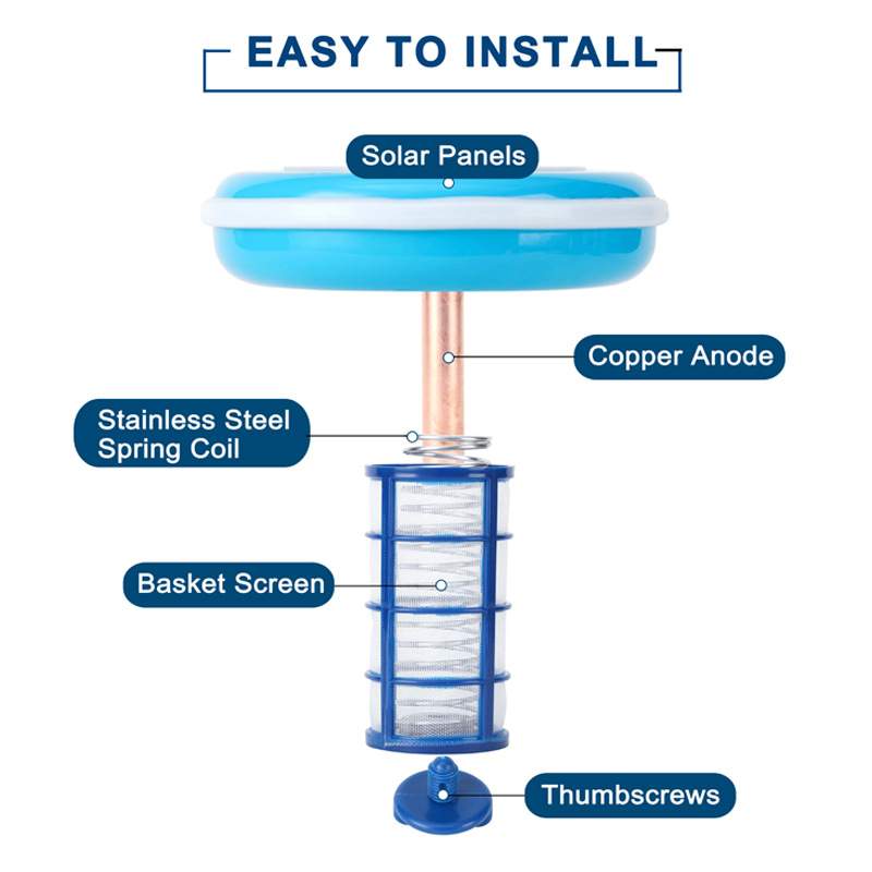 Solar pool ionizer太阳能铜银离子水处理器泳池水净化器purifier