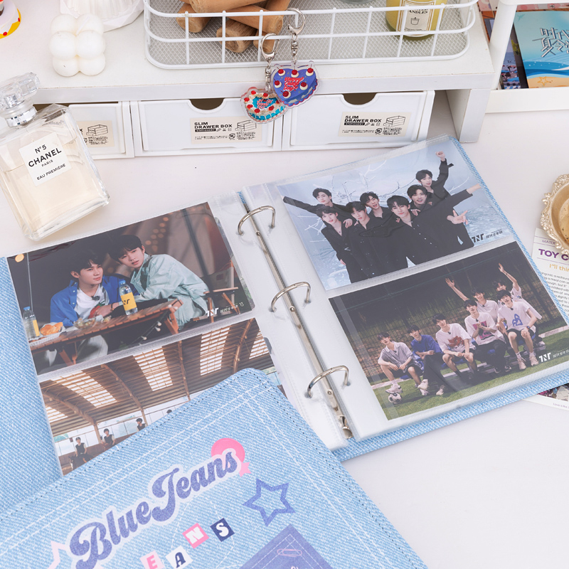 追星收纳BJ牛仔卡册四宫格卡册专辑小卡收纳册3寸紧凑型卡页加厚