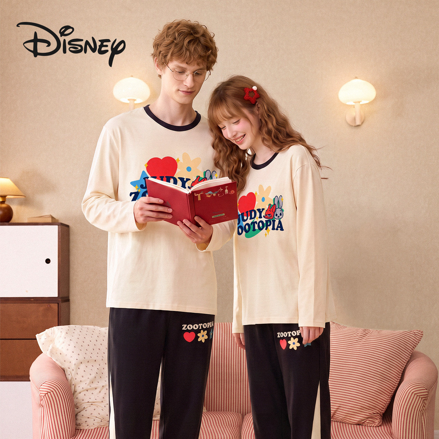Disney/迪士尼情侣长袖睡衣秋冬款疯狂动物城系列可外穿家居服