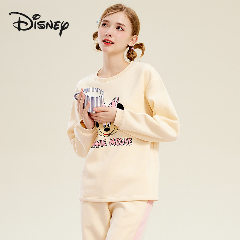 Disney/迪士尼新款可爱卡通家居服秋冬法兰绒运动卫衣可外穿套装