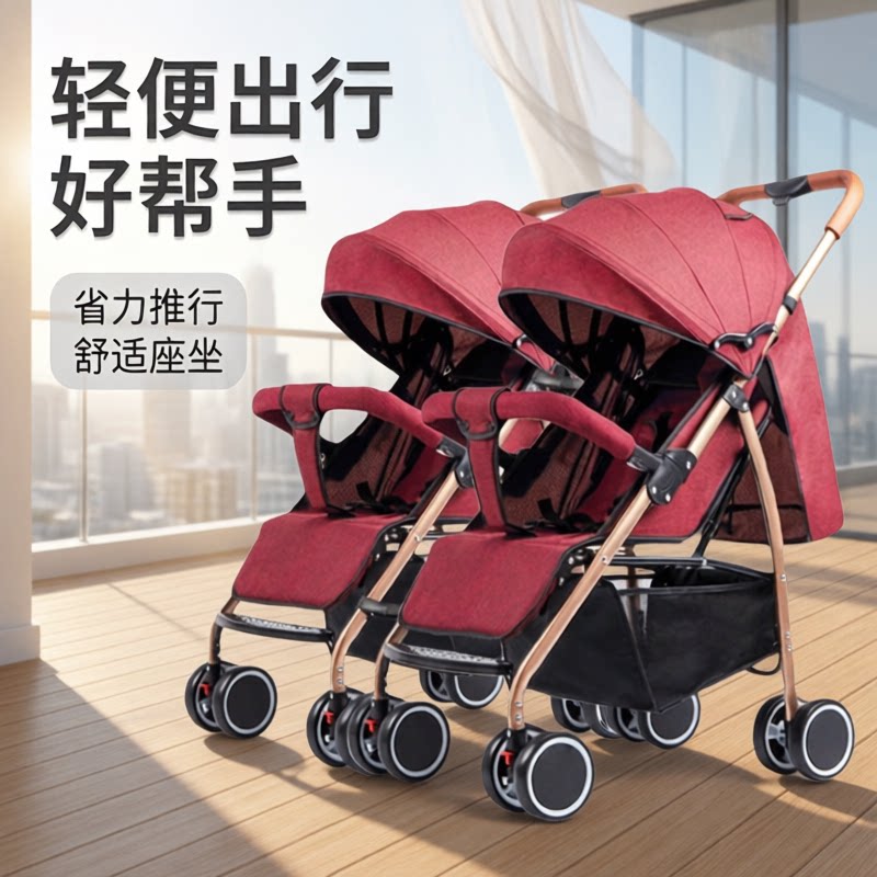 双胞胎溜娃神器婴儿手推车折叠
