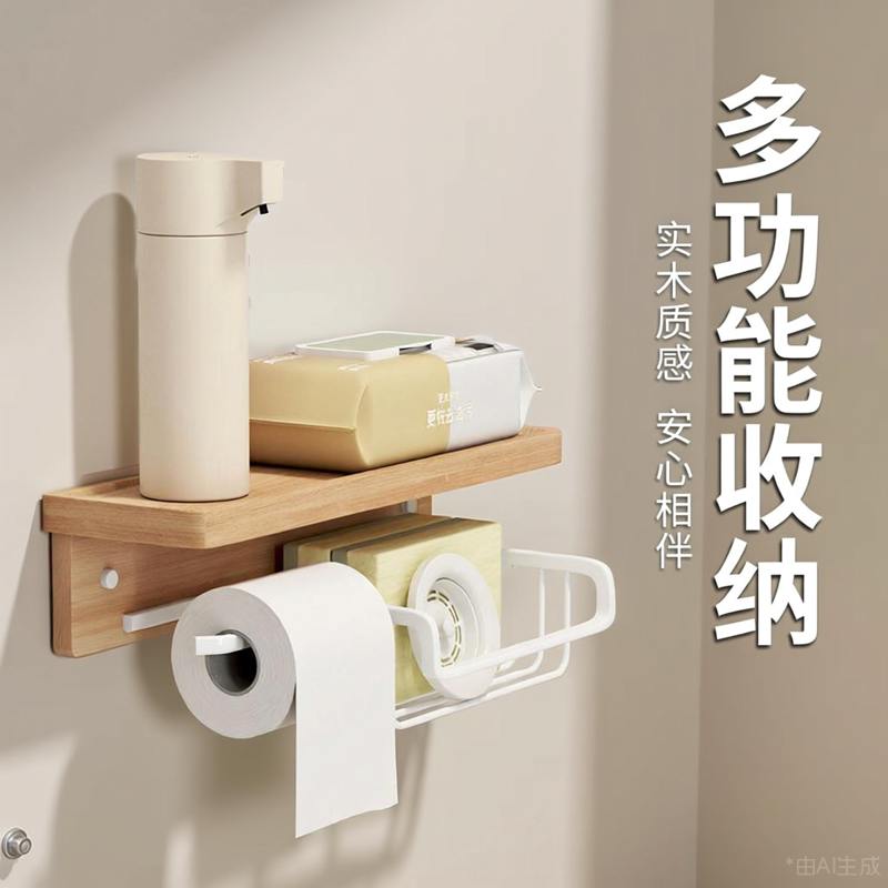 浴室置物架卫生间纸巾盒免打孔