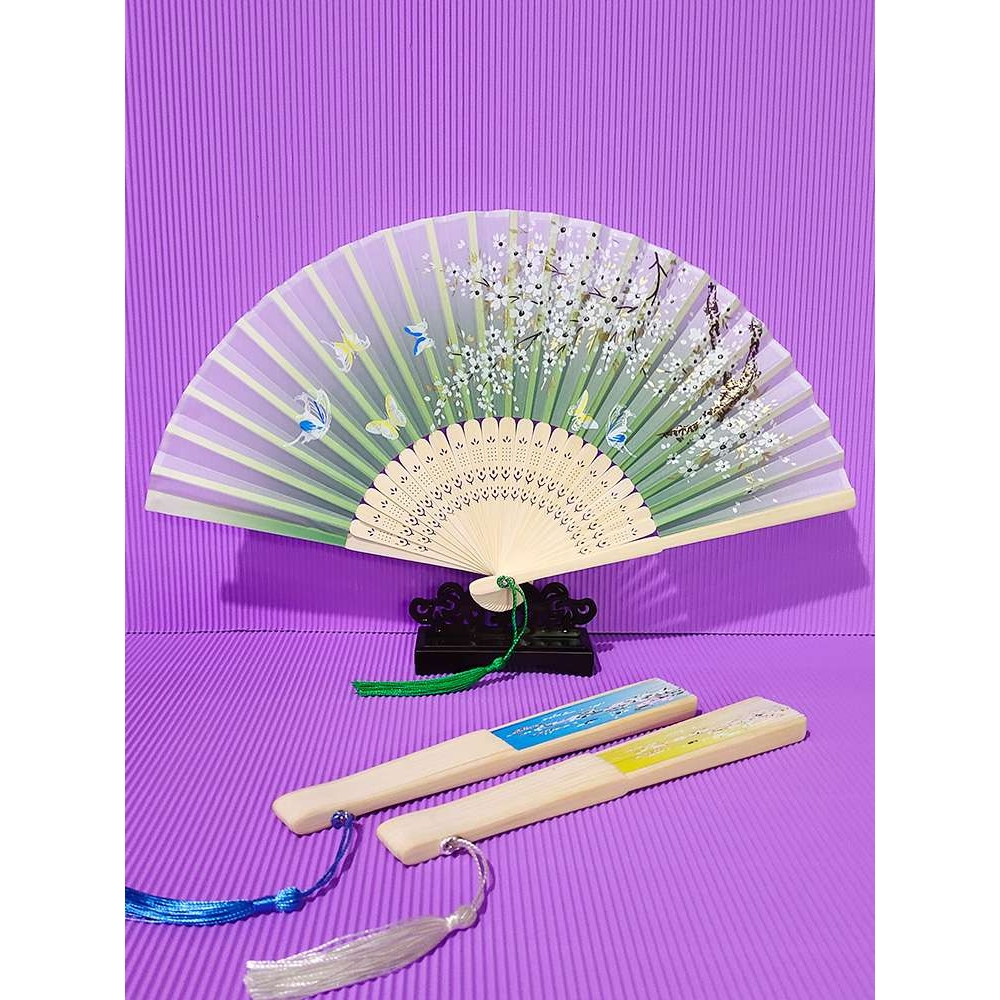 扇子折扇古风女汉服夏季拍照道具中国风舞蹈折叠古典装流苏小竹扇