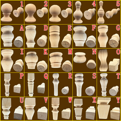 东阳木雕实木圆脚车木圆球美式方脚床桌柜沙发腿方脚圆柱葫芦柱子