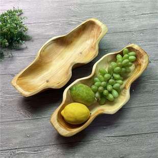 饰水果盘子花生形个性 整块实木果盘果盆家用装 收纳木质盘厂家