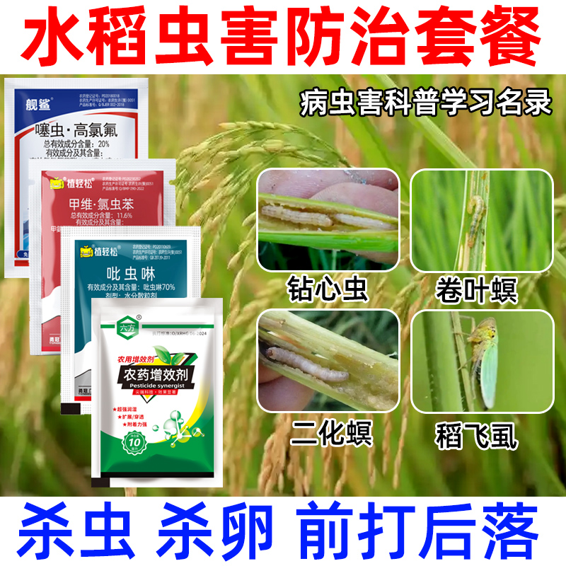 水稻田杀虫剂套餐杀二化螟三化螟钻心虫稻飞虱卷叶螟蚜虫农药正品